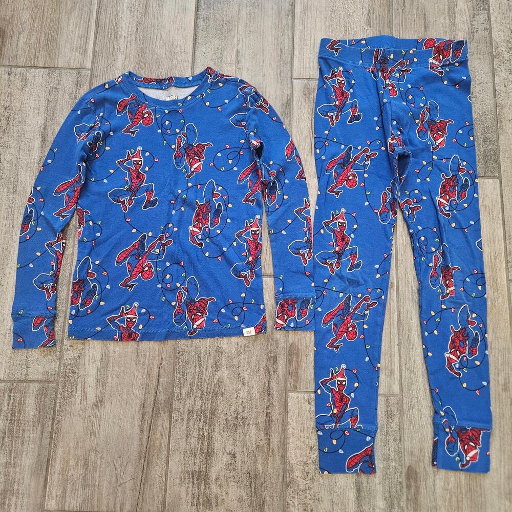 Gap Kids Marvel‎ Spider-Man Christmas Pajama Set Organic Cotton Size 10 Holiday